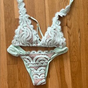 Mint Green Lace Bikini Set PILYQ